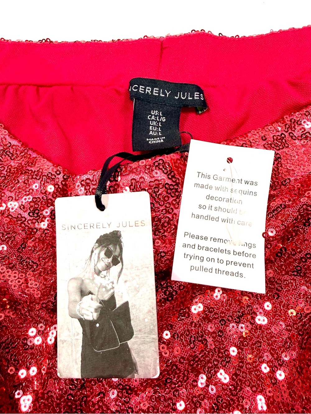 NWT Sincerely Jules Pink Sequin Elastic Pants Size L WATCH VIDEO TO SEE SPARKLE - Picture 8 of 10